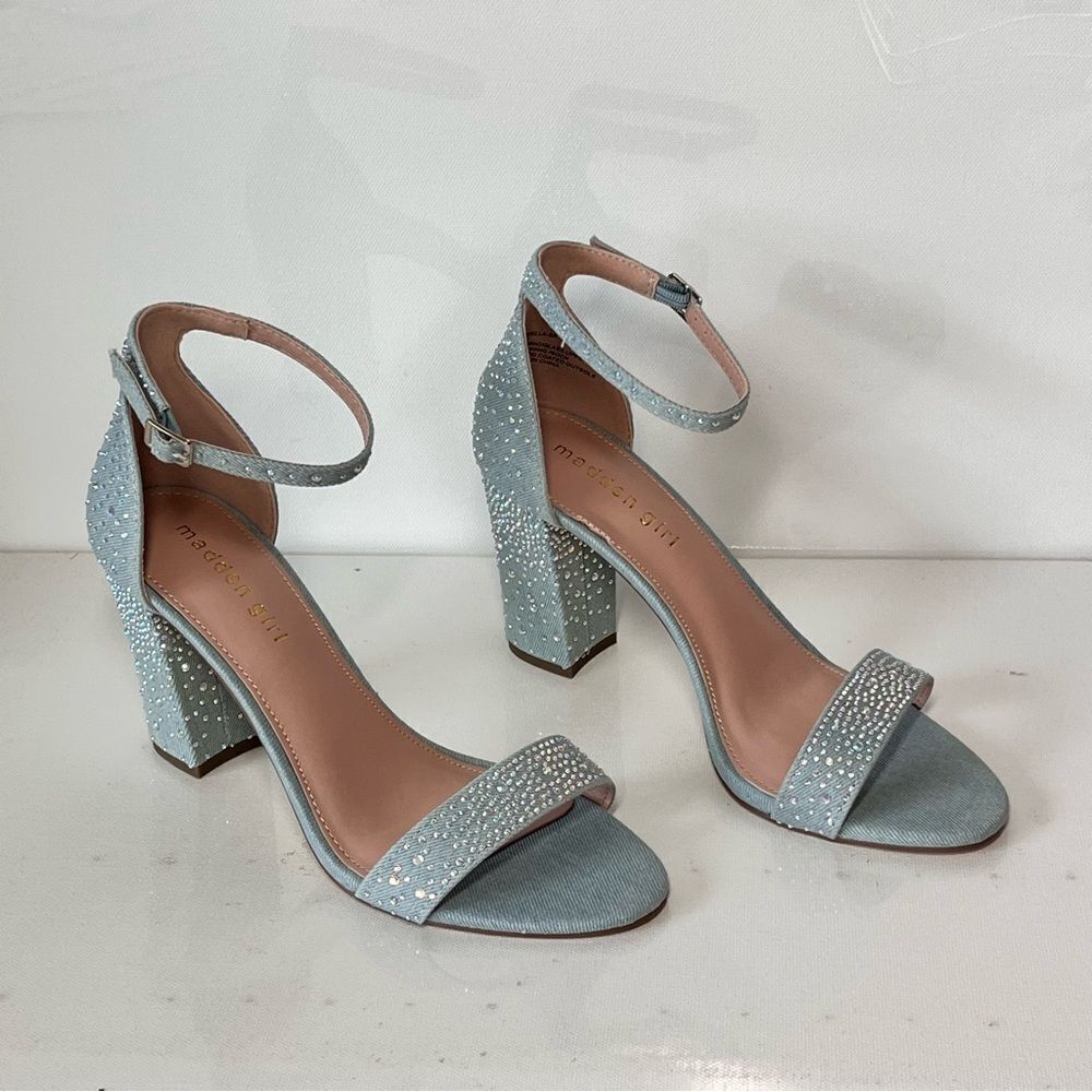 Madden Girl Beella Denim Rhinestone Heels